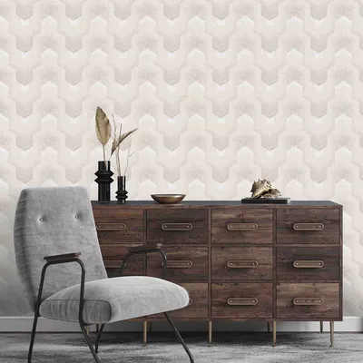 Polygonal Dream Textured Premium Wallpaper- Tapestry Collection (Beige)