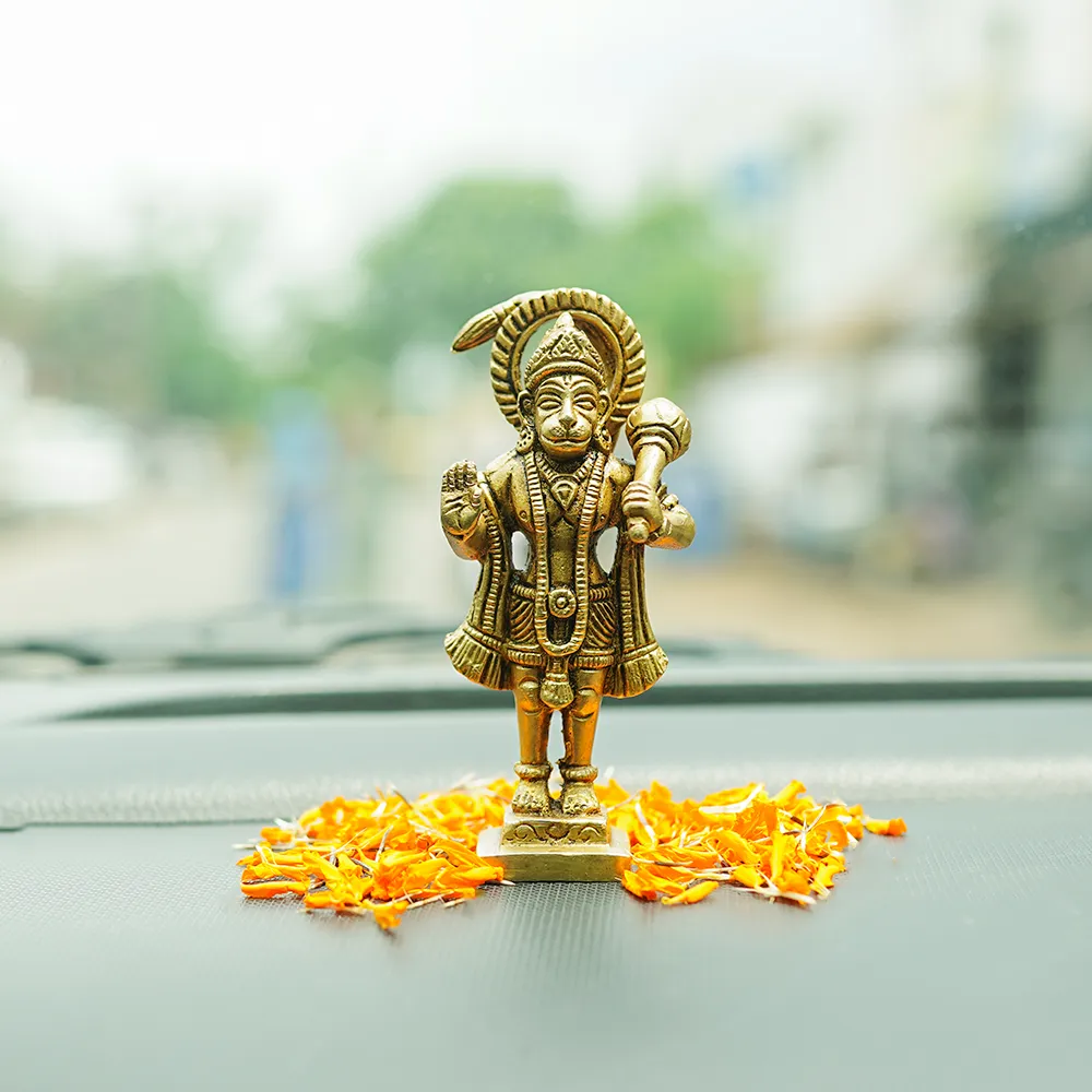 Powerful Lord Hanuman Brass Finish Idol Set Of 1