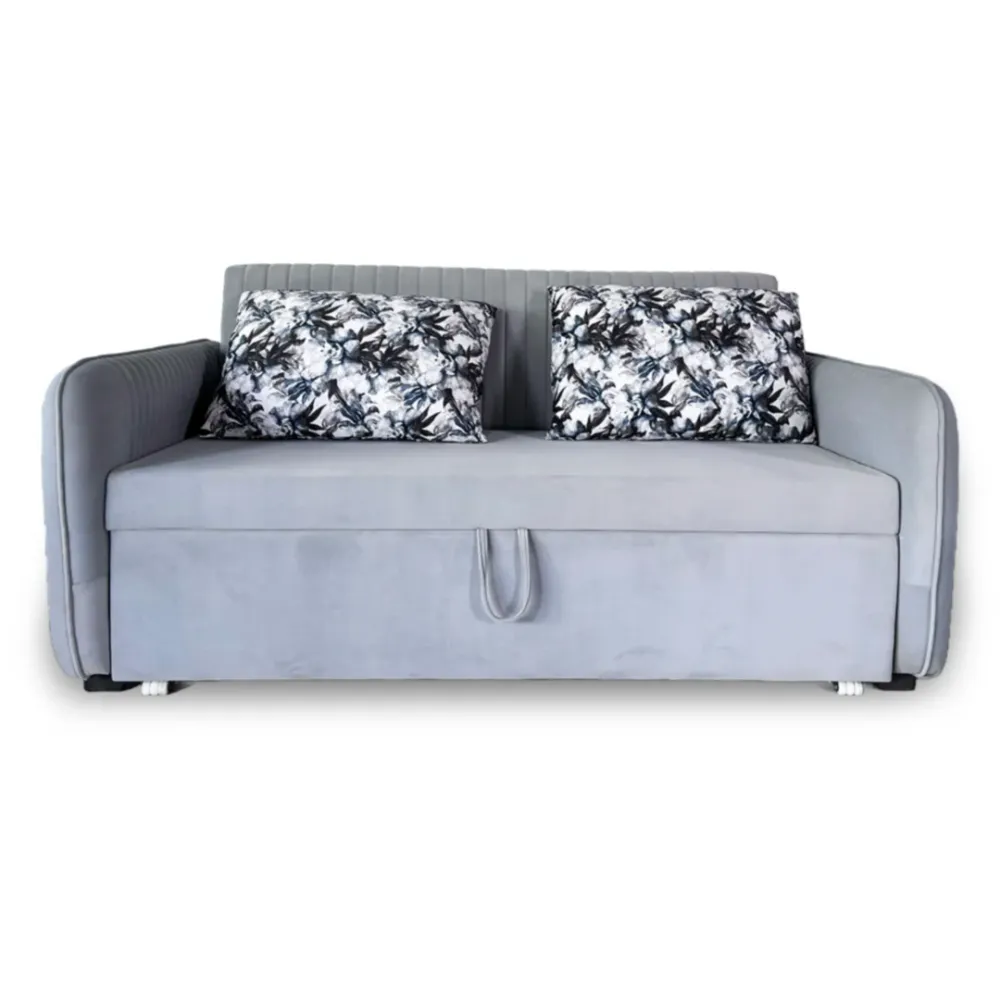 WallMantra Premium Seater Pull Out Sofa Cum Bed in Grey Finish