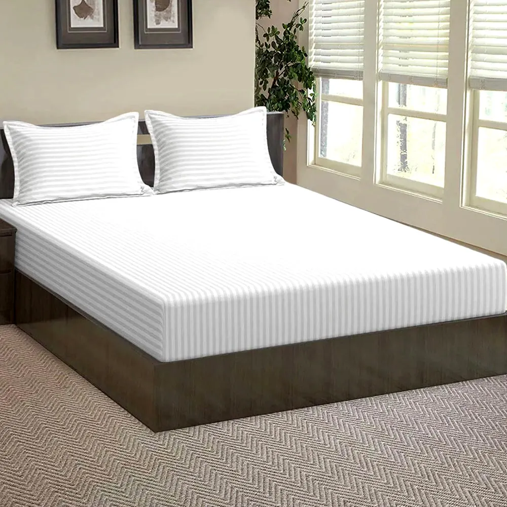 Premium California King-Size Bed Solid Fitted Bedsheet With 2 Pillow Covers (Available in Multiple Colours)