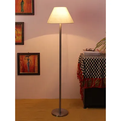 Premium Conical Designer Metal Floor Lamp With Cotton Shade