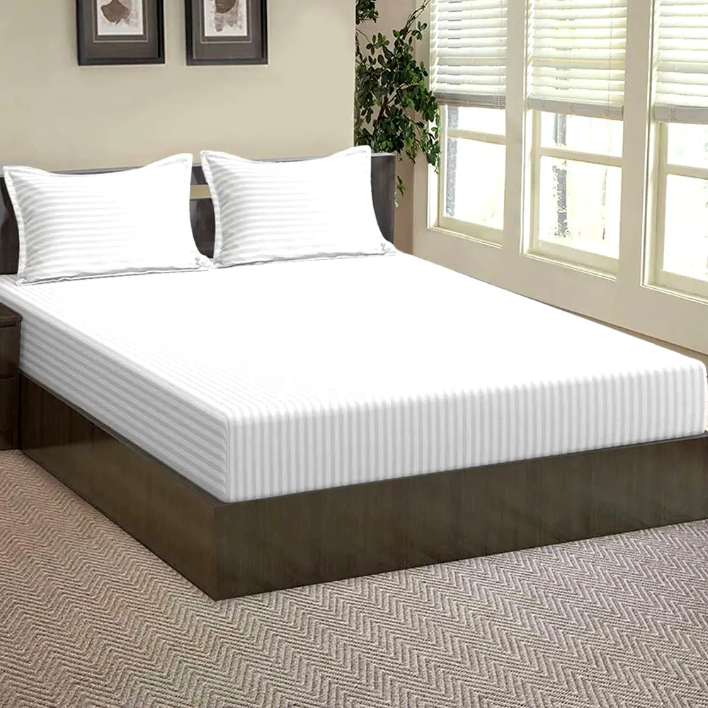 Premium Cotton Solid Single Bed Fitted Bedsheet With 2 Pillow Covers (Available in Multiple Colours)