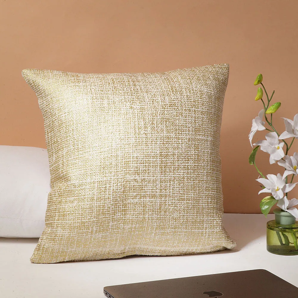 Premium Golden Self Designed 100% Cotton Cushion Cover Set Of 1