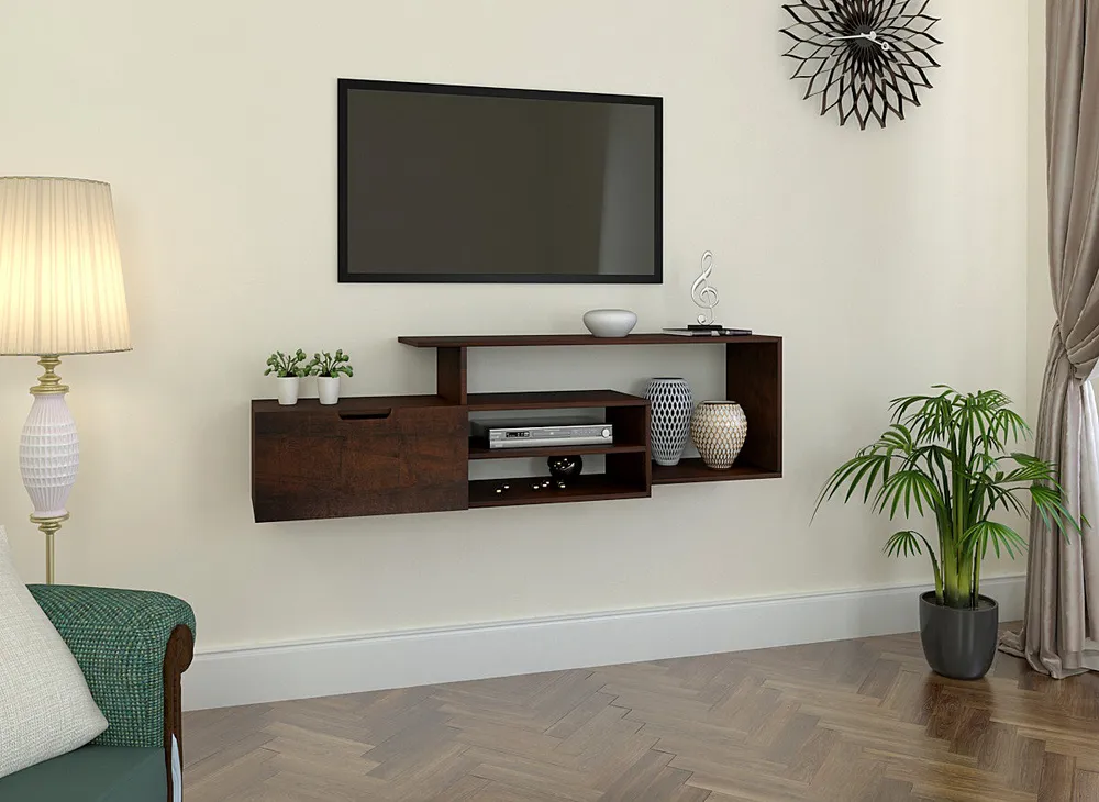 Premium Imbuia Walnut Designer Wooden Tv Unit
