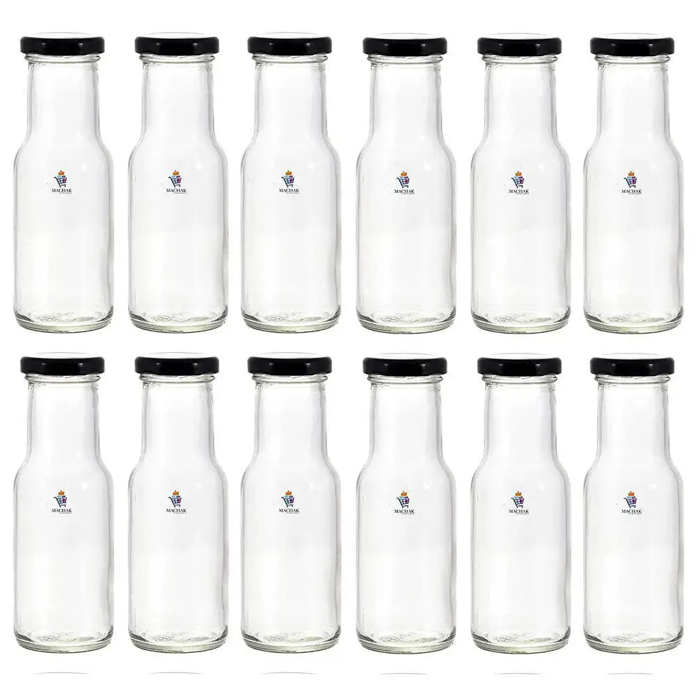Premium Quality Airtight Glass Bottles For Milk &amp; Juice Set Of 12