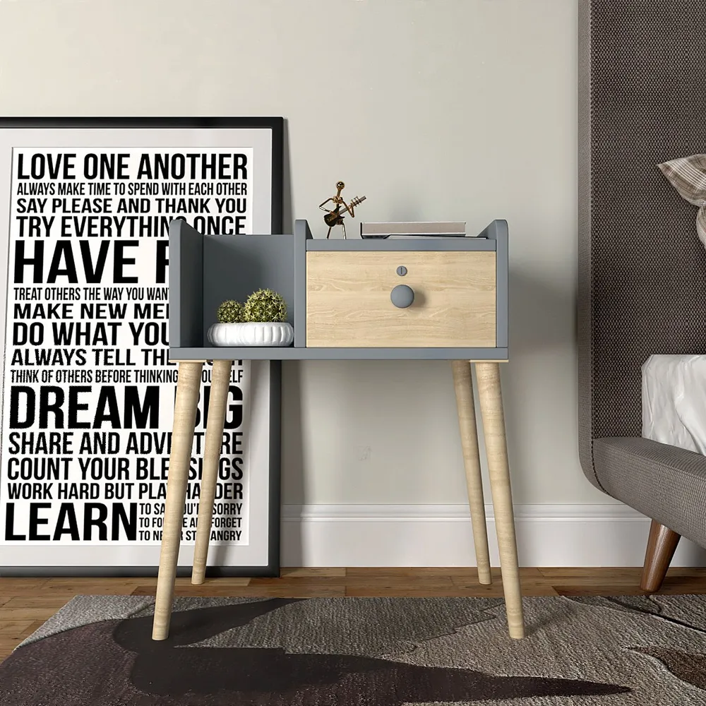 Premium Quality Single Drawer Footed Bedside Table