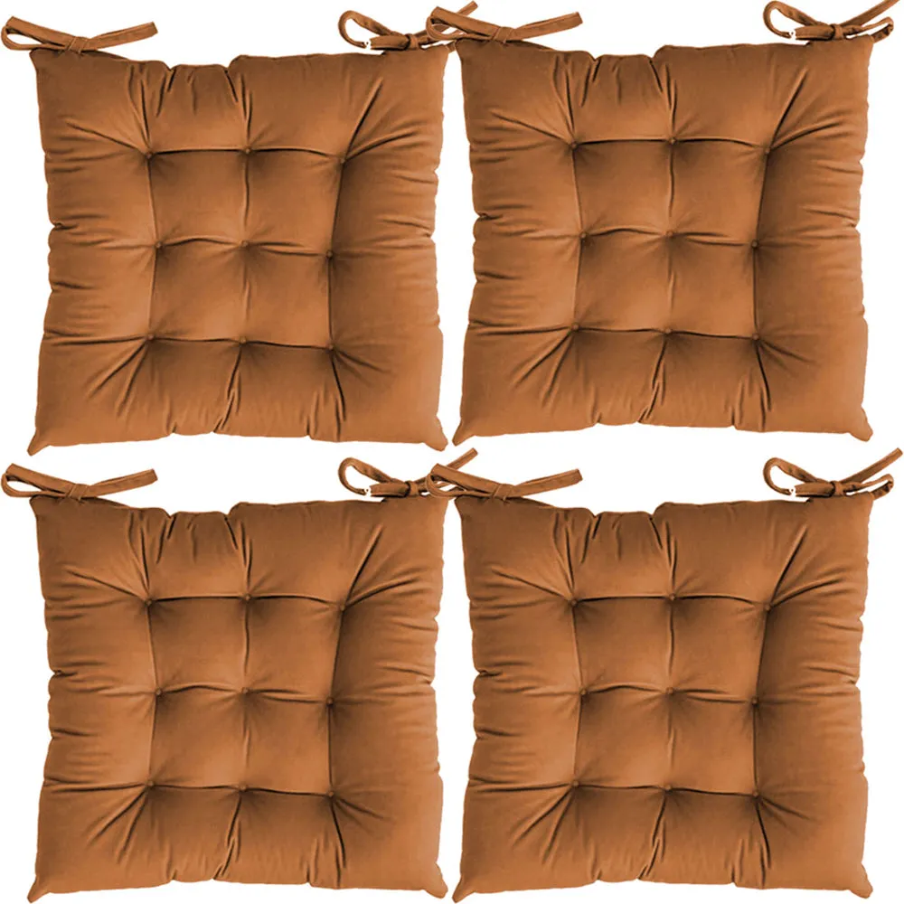Premium-Quality Solid Microfiber Chair Pad/ Chair Cushion- 18x18 inch, Set of 4