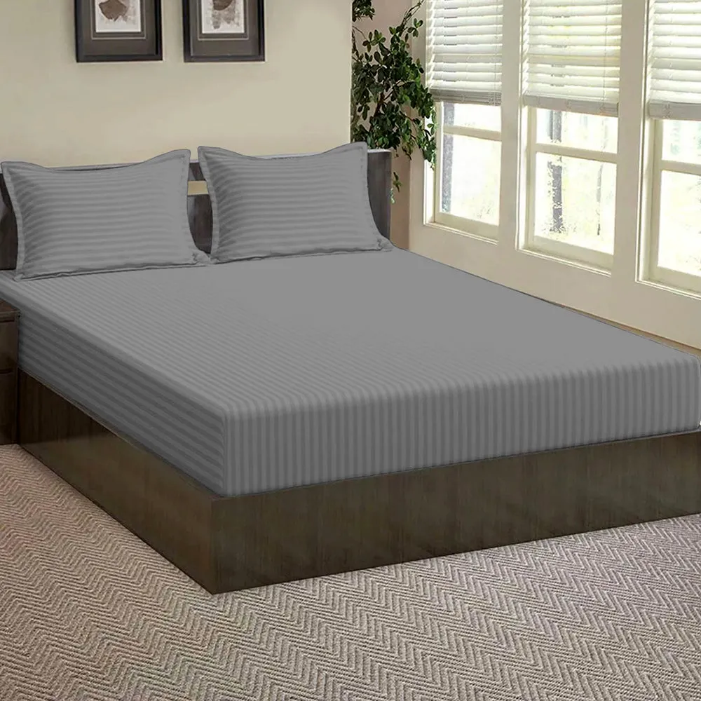 Premium Solid Single Bed Cotton Fitted Bedsheet With 2 Pillow Covers (Available in Multiple Colours)