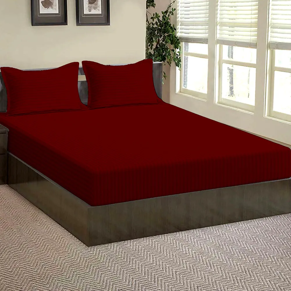 Premium Solid Single Bed Cotton Fitted Bedsheet With 2 Pillow Covers (Available in Multiple Colours)