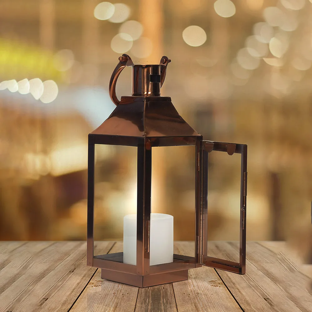 Pretty Decorative Steel & Glass Enclosed Candle Holder