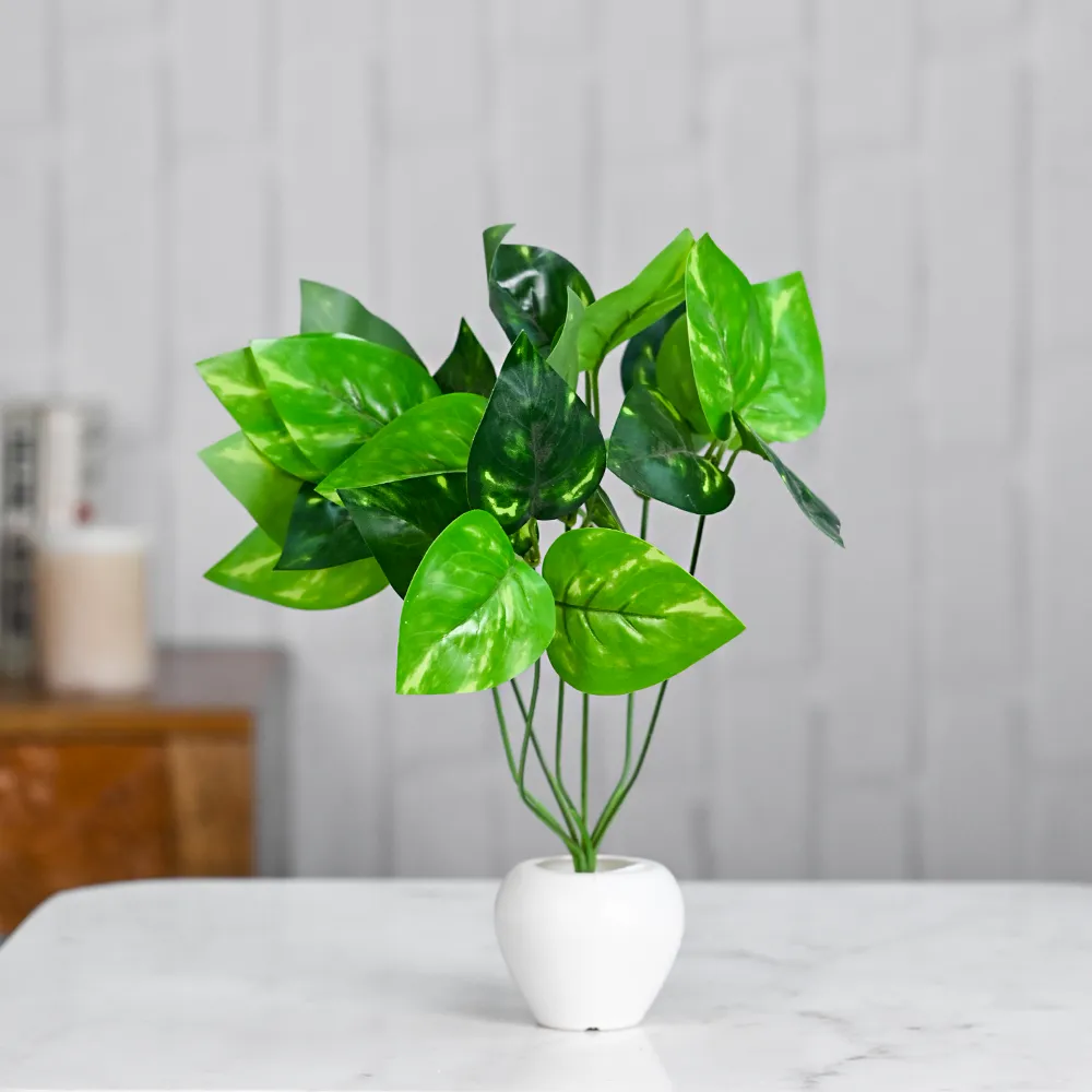 Pretty Orange Small Leaves Artificial Plant With Pot