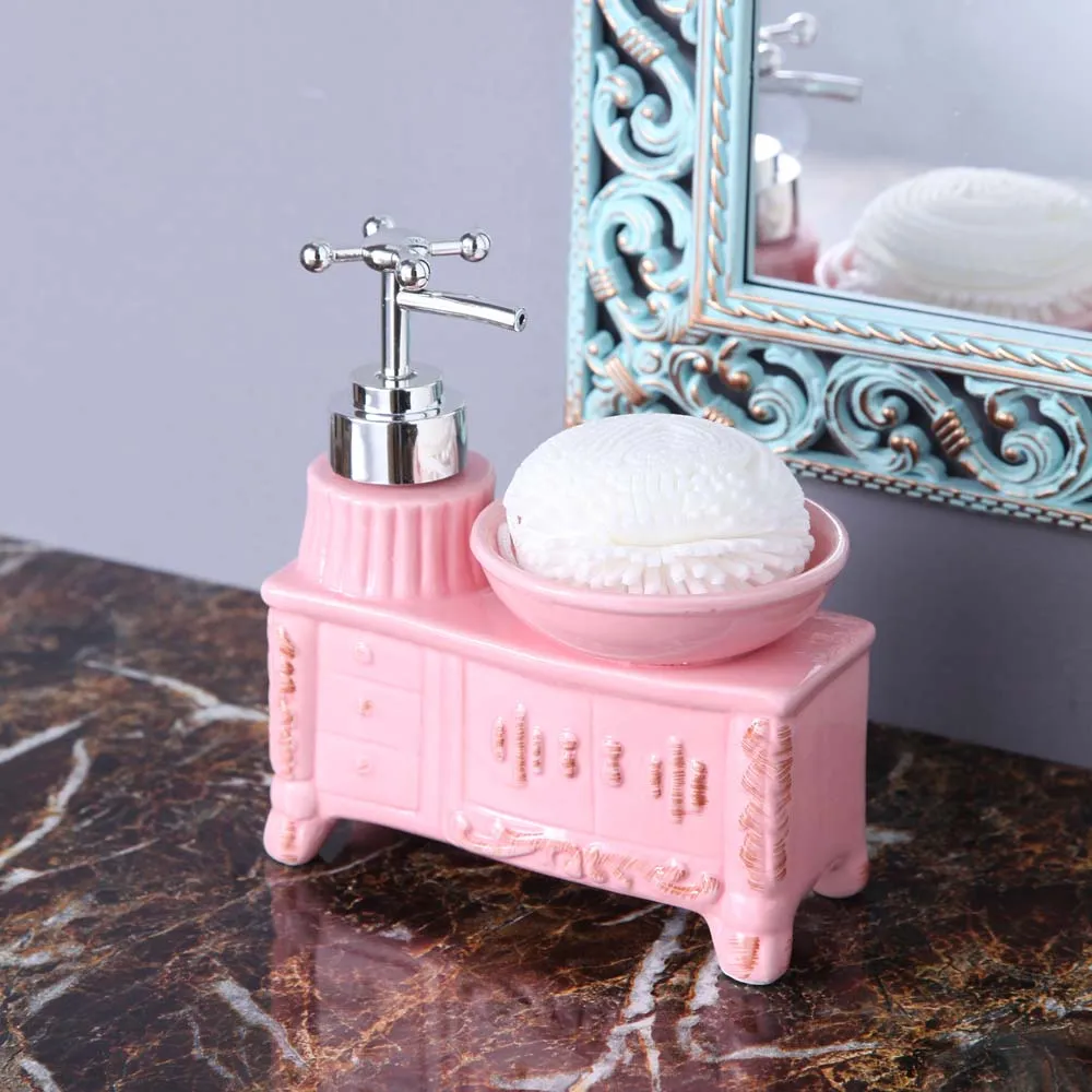 Pretty Pink Washbasin Soap Dispenser With Sponge