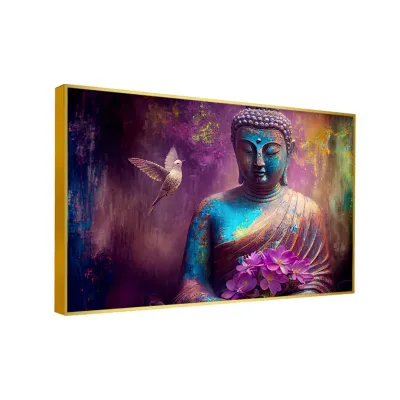 Purple Meditation Buddha Canvas Wall Painting