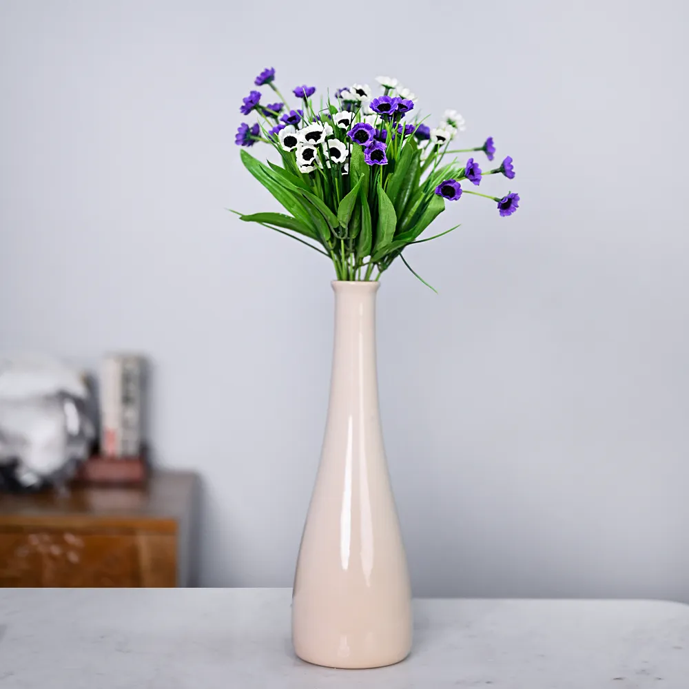 Purple & White Blossom Small Artificial Flower Bunch Combo