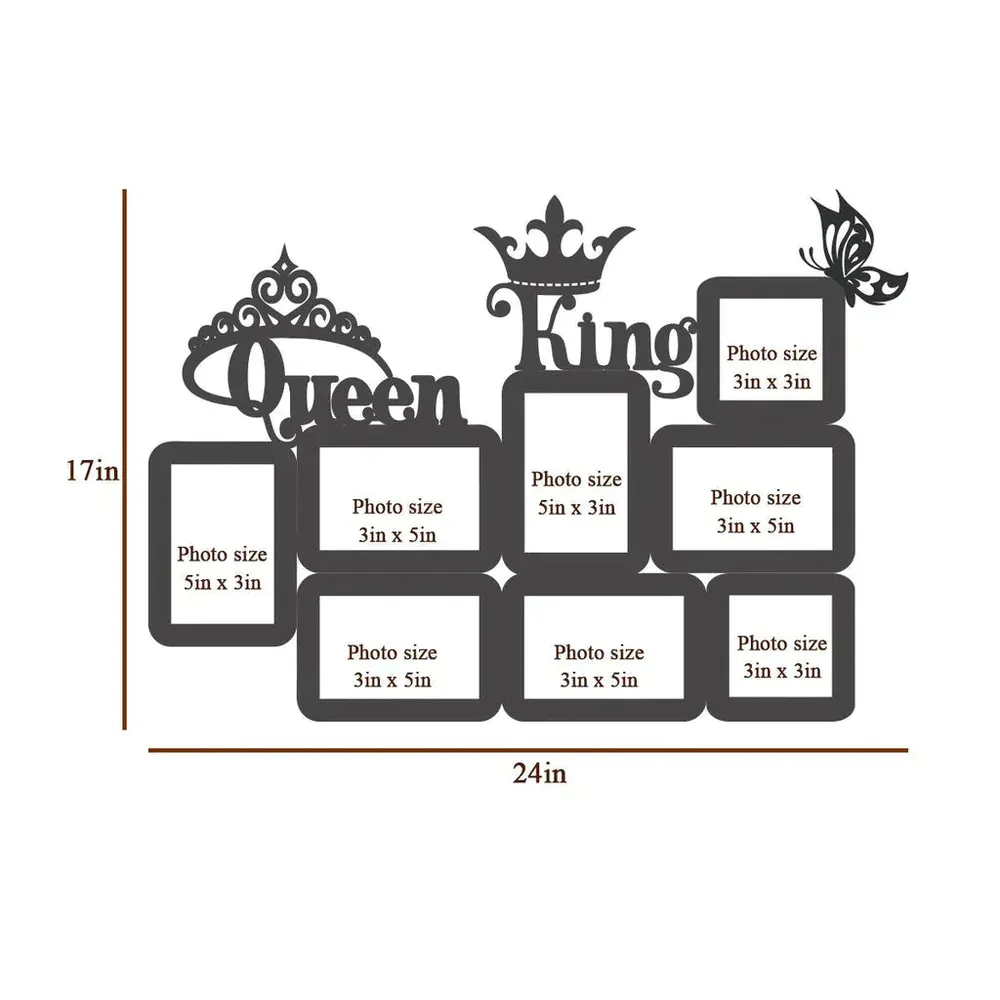 Queen & King Dark Brown Hanging Photo Frame