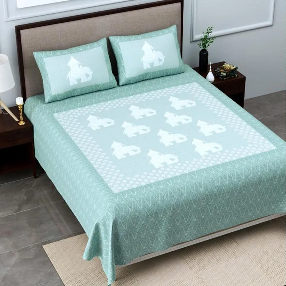 Rajasthani Doli Print Double Bedsheet with 2 Pillow covers