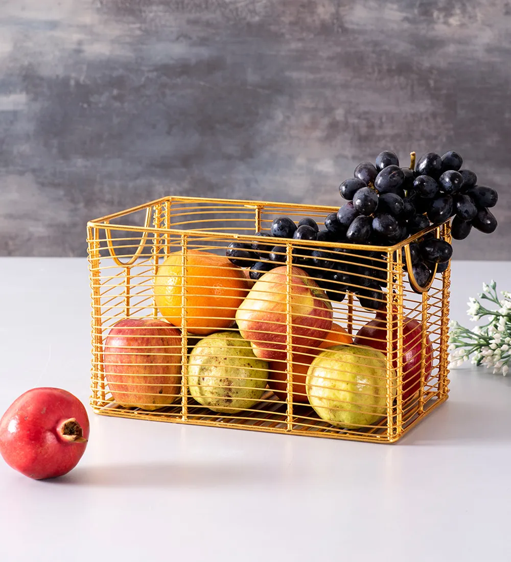 Rectangular Black Wired Metal Vegetable/Fruit Basket