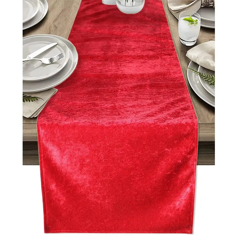 Red Designed Velvet Table Runner