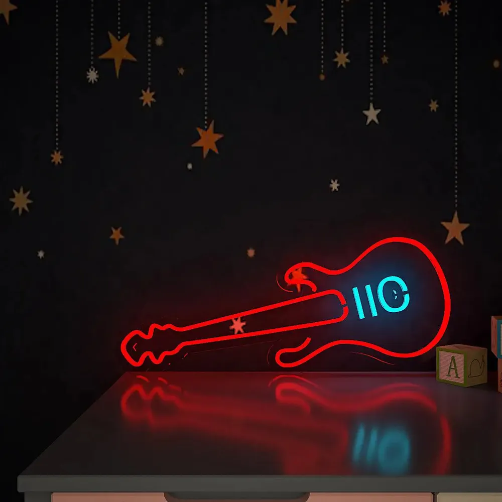 Red Guitar LED Neon Light