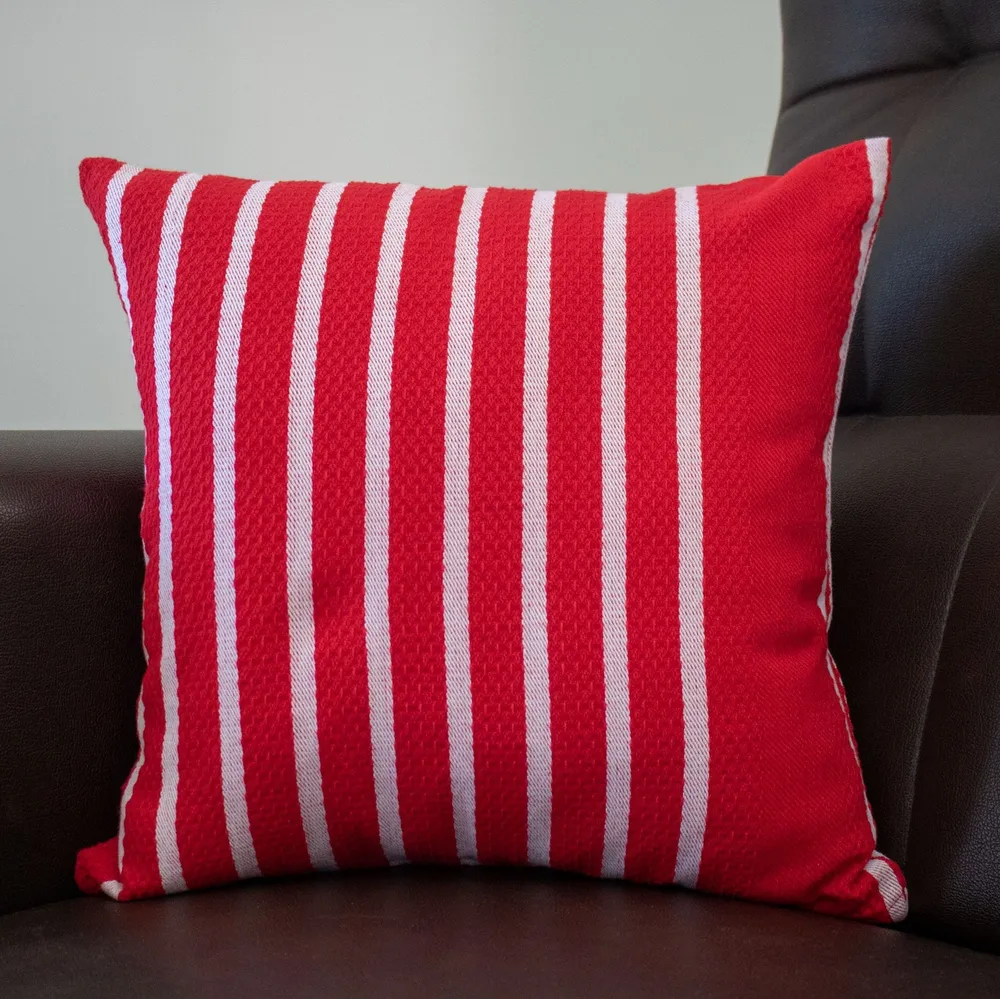 Red Tartan Woven Cushion Cover