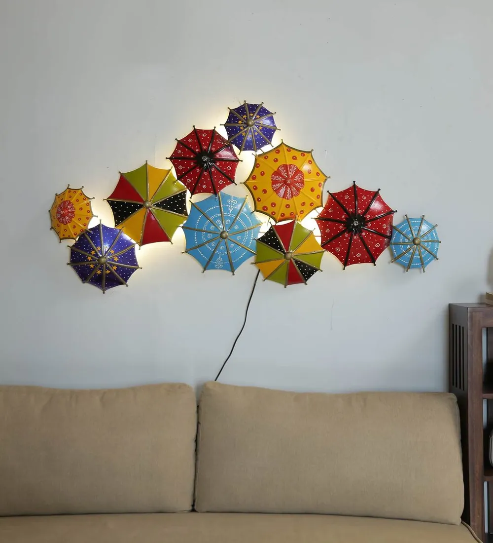 Retro Aesthetic Umbrellas LED Metal Wall Art