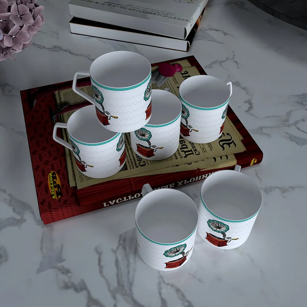 Retro Vibes Designer Tea Cups (Set of 6)