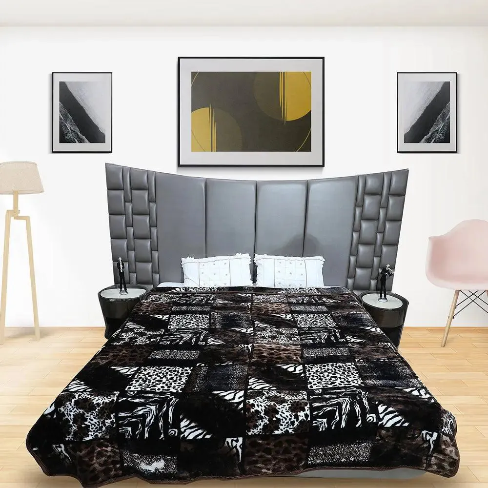 Rian Animal Print Coffee Double Mink Blanket