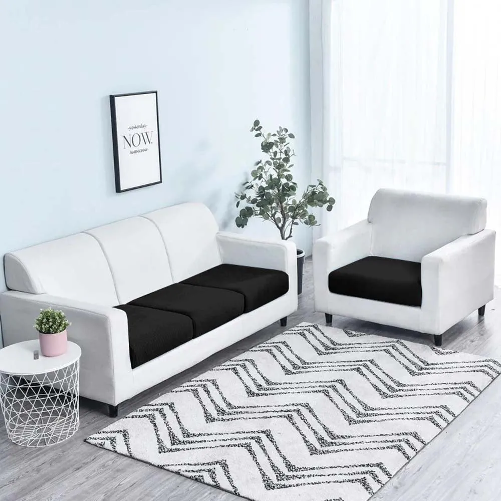Rich Black Strechable Sofa Seat Cover Set of 2/4/6/8