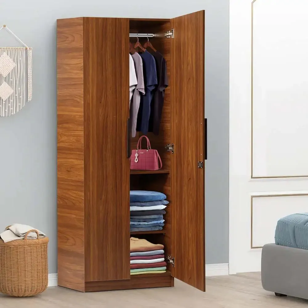 Rich Brown Engineered Wood 2 Door Wardrobe