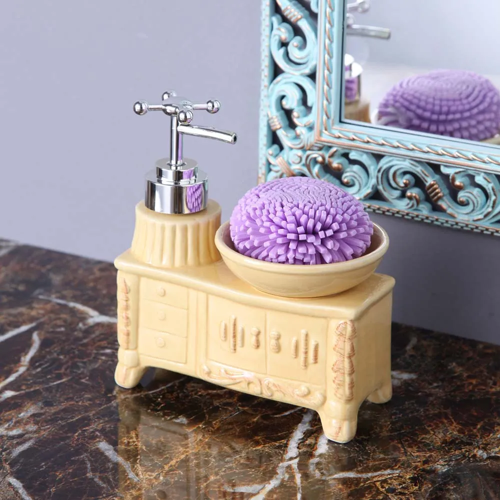 Rich Cream Washbasin Soap Dispenser With Sponge