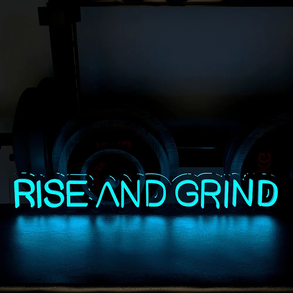 Rise And Grind' LED Neon Light for Gym Wall Decor