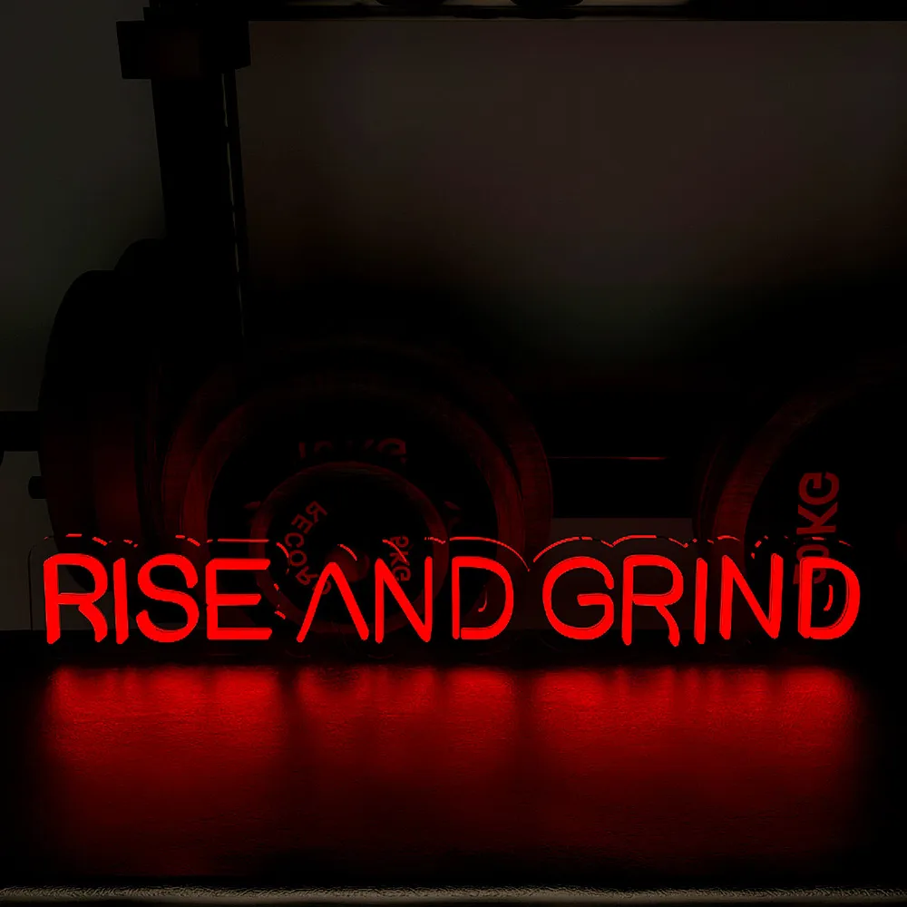 Rise And Grind' LED Neon Light for Gym Wall Decor