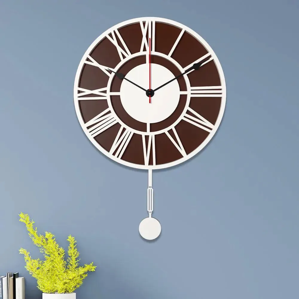 Roman Number Dual Layer Decorative Pendulum Wall Clock