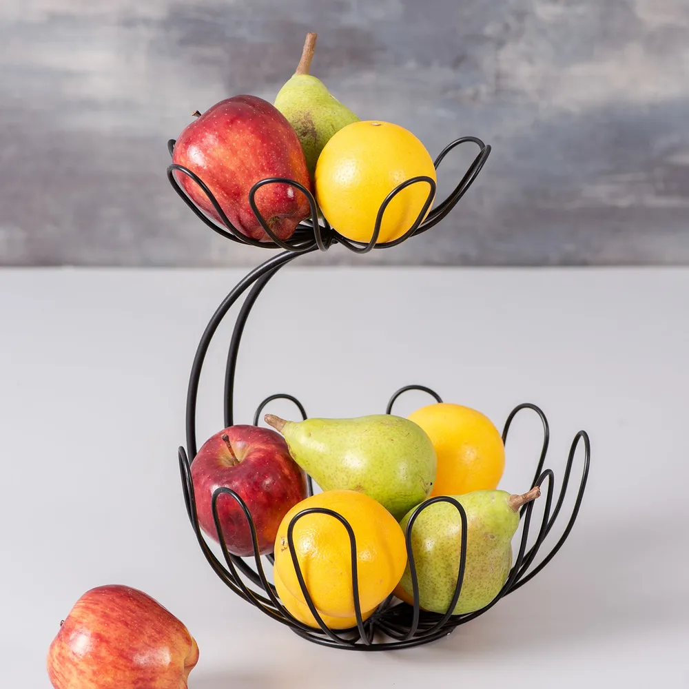 Round Black Wired Metal Vegetable/Fruit Basket