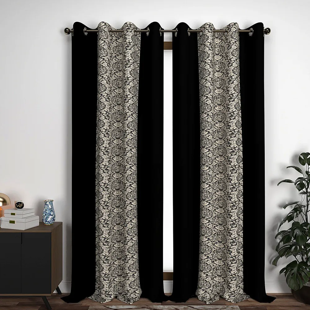 Royal Black Designer Layered Door Curtain