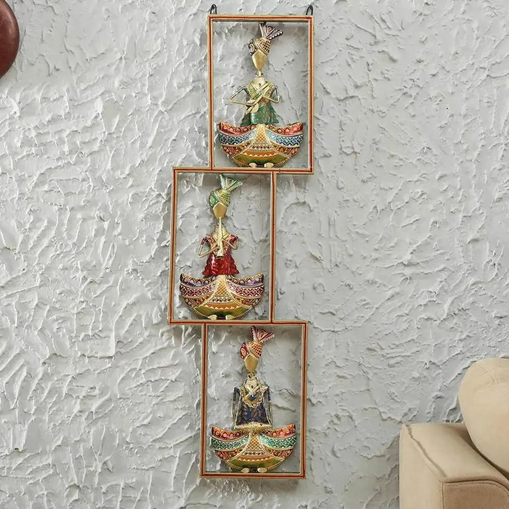 Royal Rajasthani Trio Musician Metal Wall Art