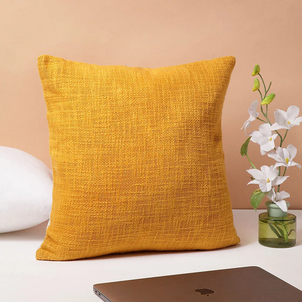 Royal Textured Dark Yellow 100% Cotton Cushion Cover Pack of 1