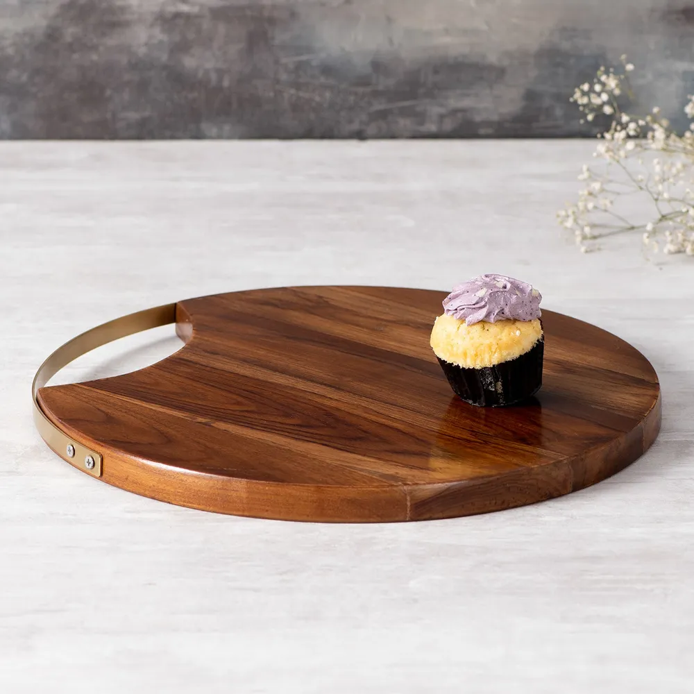 Rustic Brown Teak Wood Serving Platter