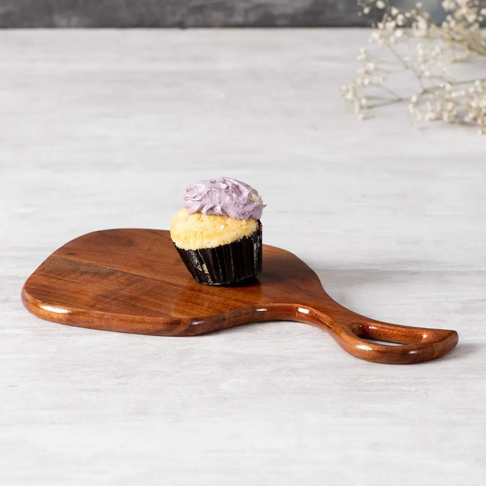 Rustic Brown Teak Wood Serving Platter With Handle