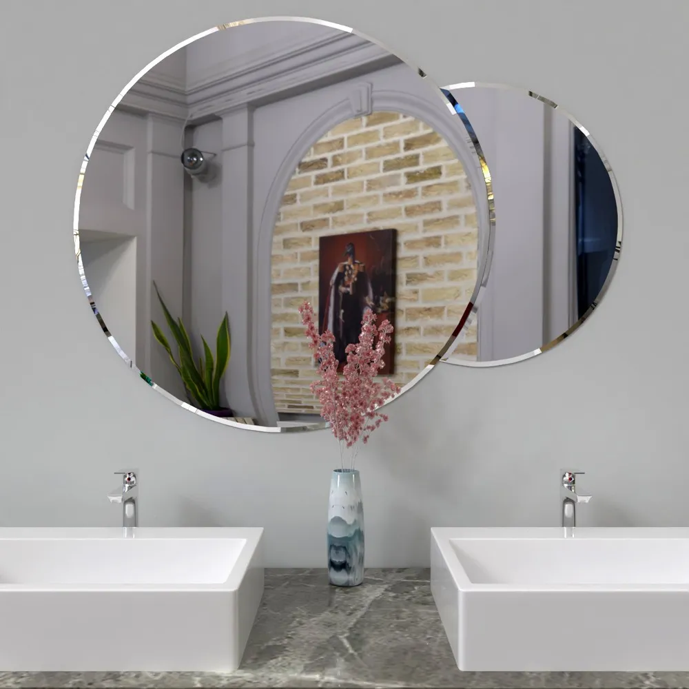 Scandinavian Frameless Beveled Circular Bathroom Mirror