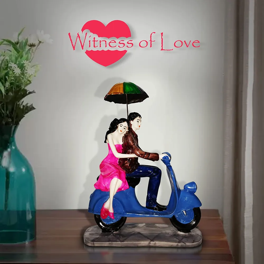 Scooter Ride Couple Miniature Showpieces for Valentine Gift