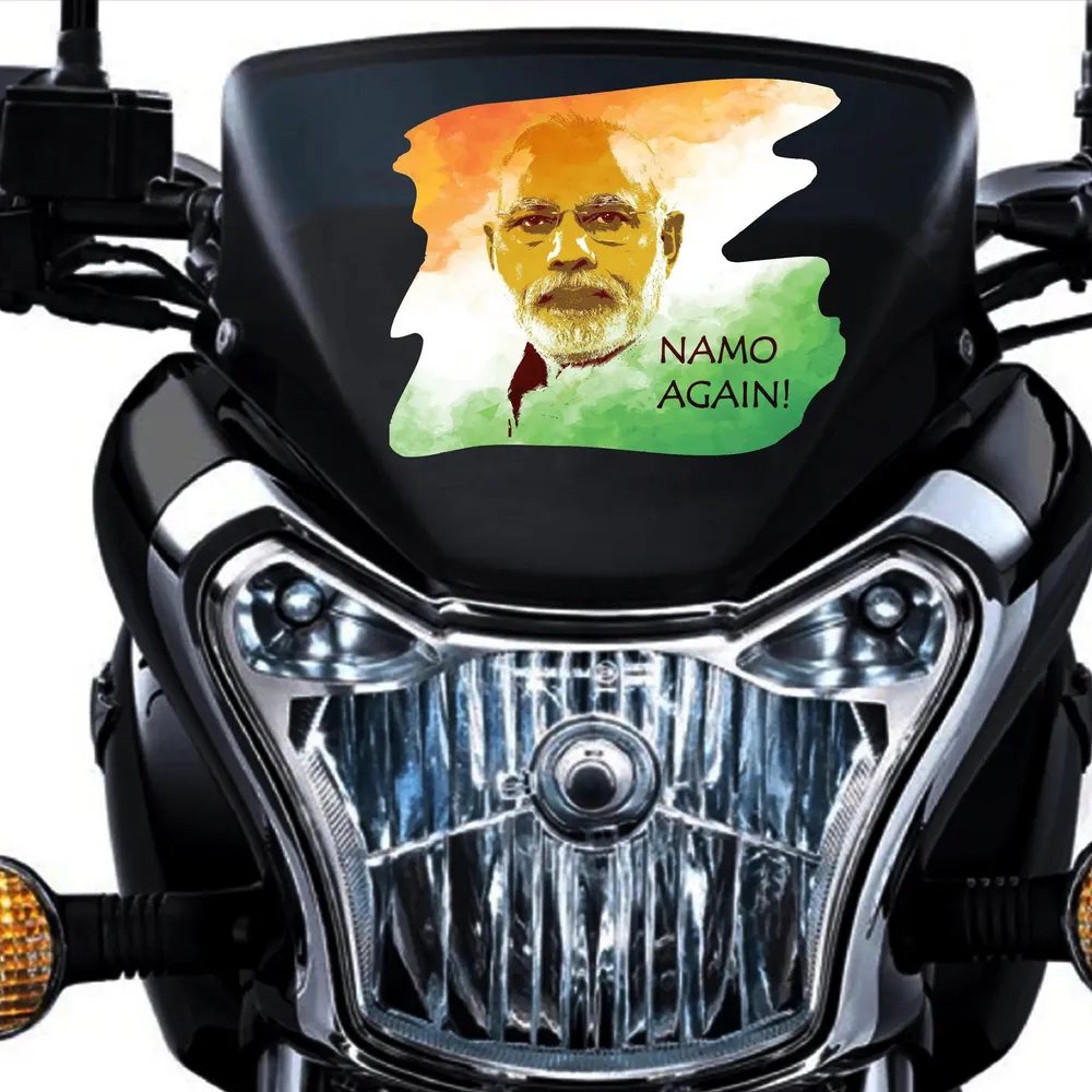 Set of 10 Namo Again Narendra Modi Bike Sticker/Self Adhesive Peel and Stick DIY Vinyl Bick Graphics/Fits All Bick / 12 cm x 10 cm
