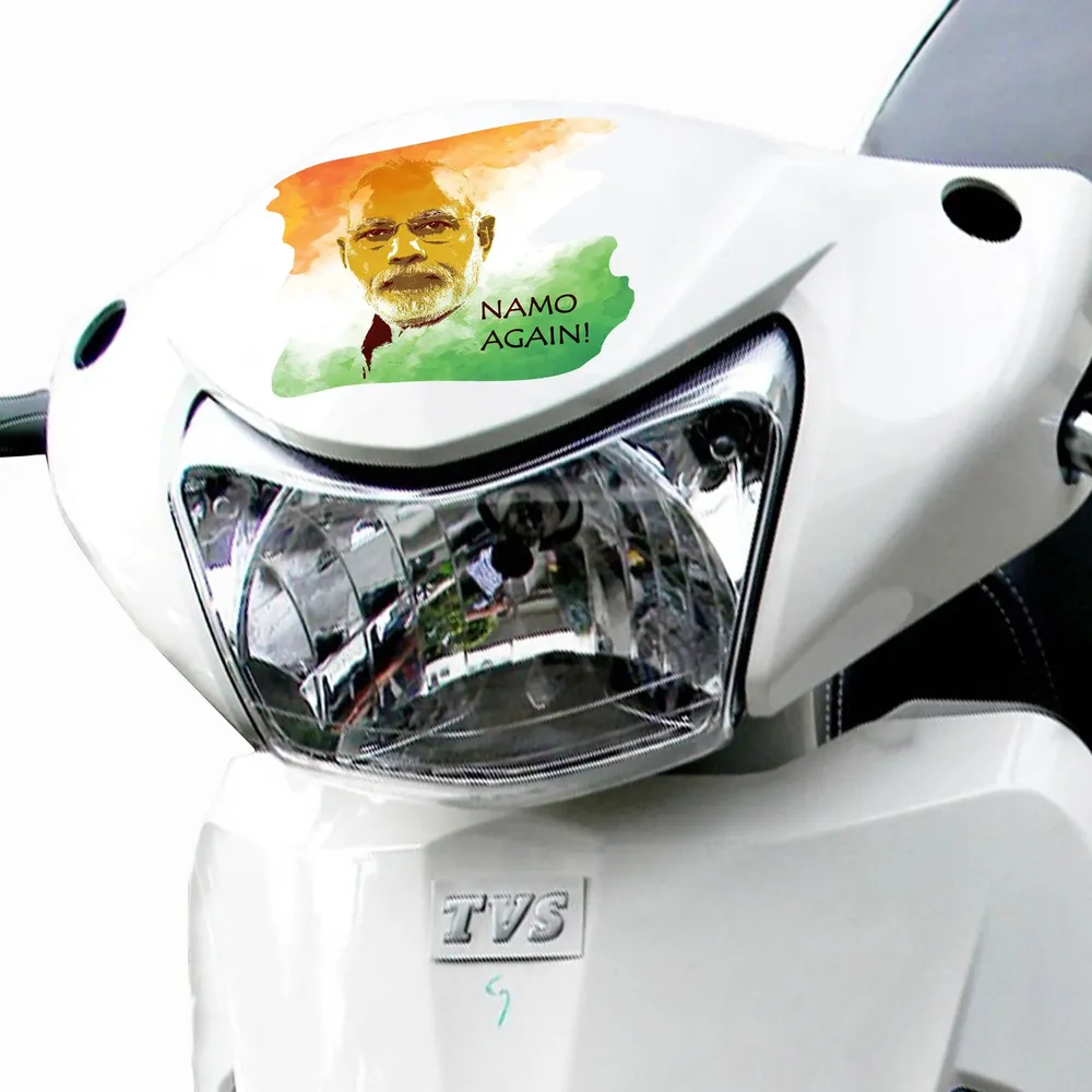 Set of 10 Namo Again Narendra Modi ji Scooty Sticker/Self Adhesive Peel and Stick DIY Vinyl Scooty Graphics/Fits All Scooty / 12 cm x 10 cm