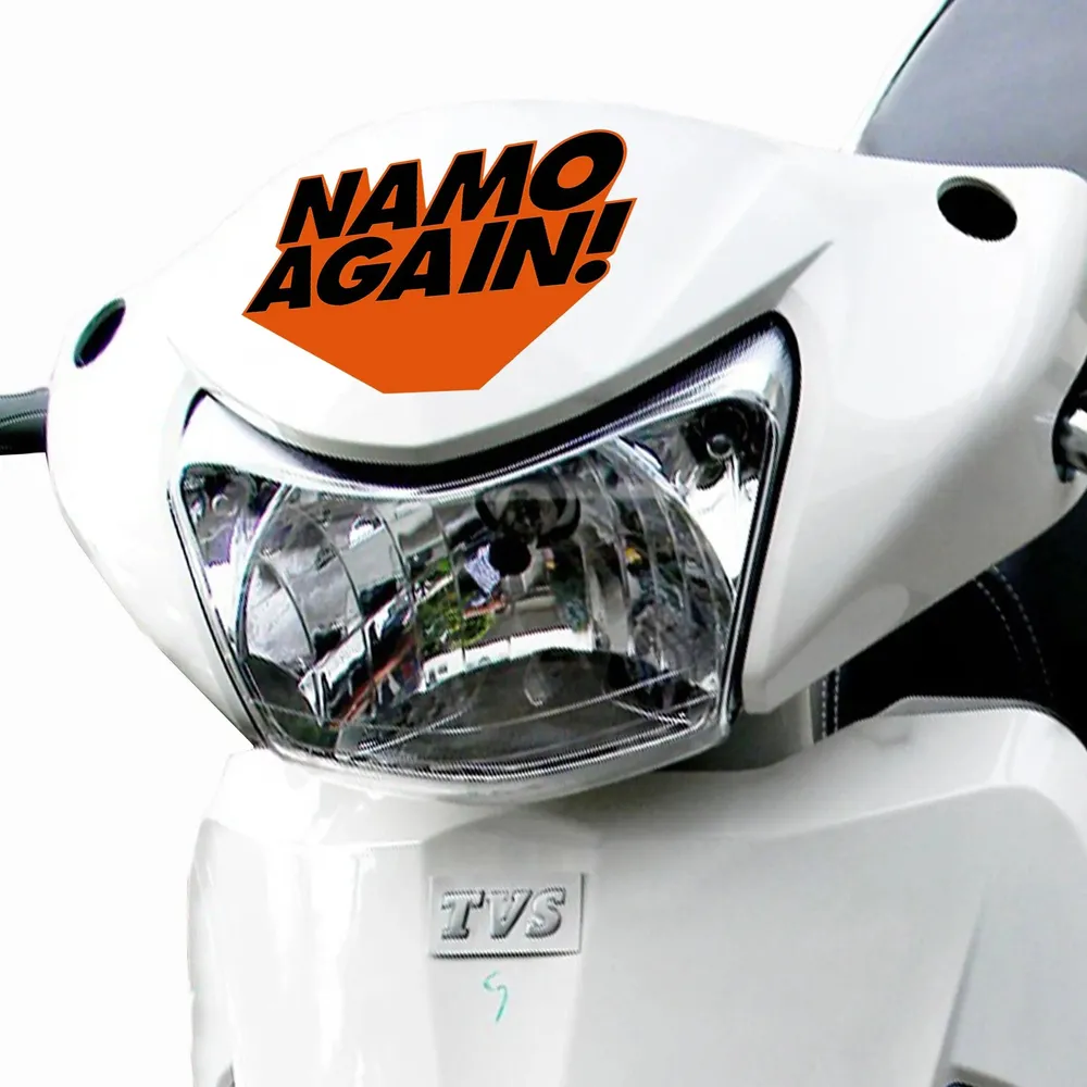 Set of 2 Namo Again Scooty Sticker/Self Adhesive Peel and Stick DIY Vinyl Scooty Graphics/Fits All Scooty / 12 cm x 9 cm