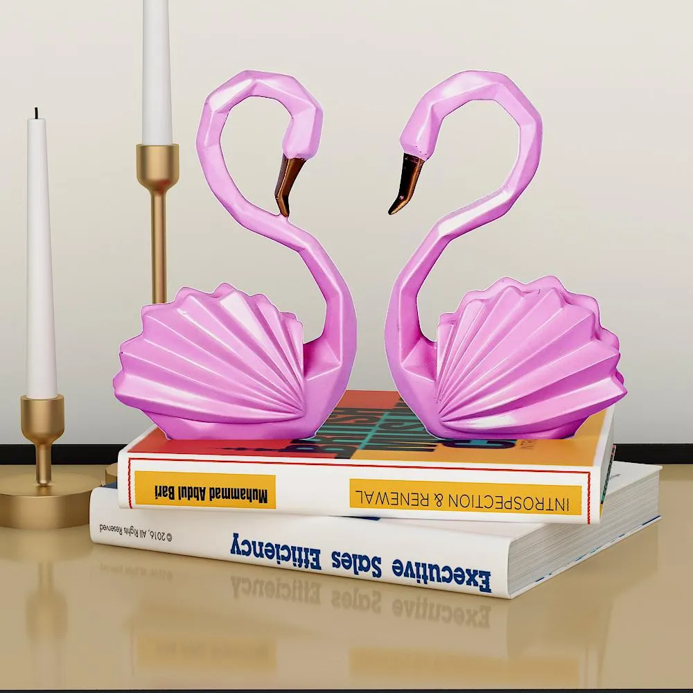 Set of 2 Swan Modern Art Table Accent