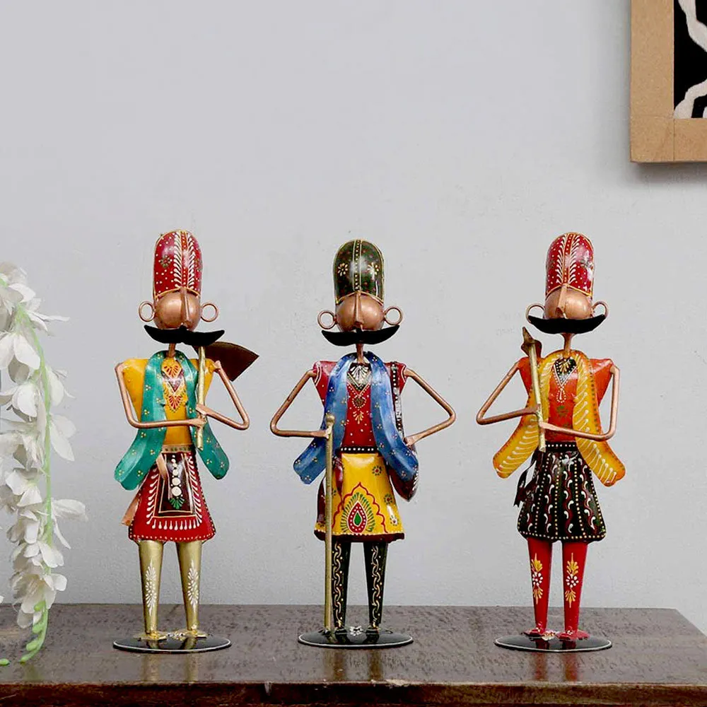 Set of 3 Traditional Farmers Metal Human Figurines / Showpiece
