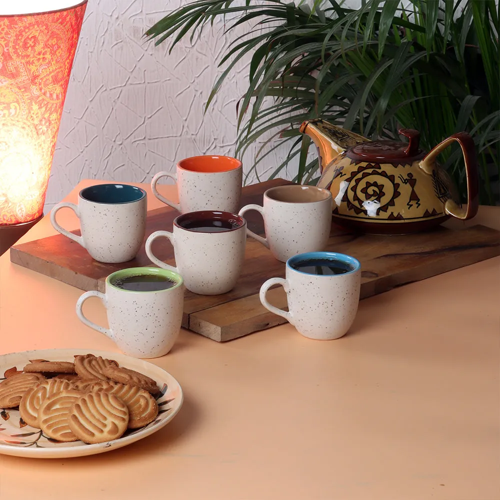 Set of 6 Gorgeous Marble Shaped Multi-colored Premium Ceramic Tea/Coffee Cup Set