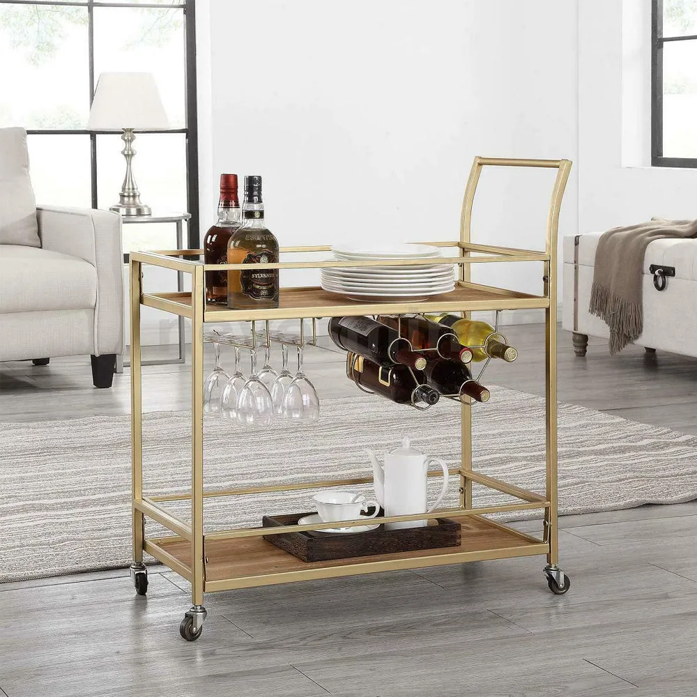 Sheer Golden Shine Metal Bar Trolley