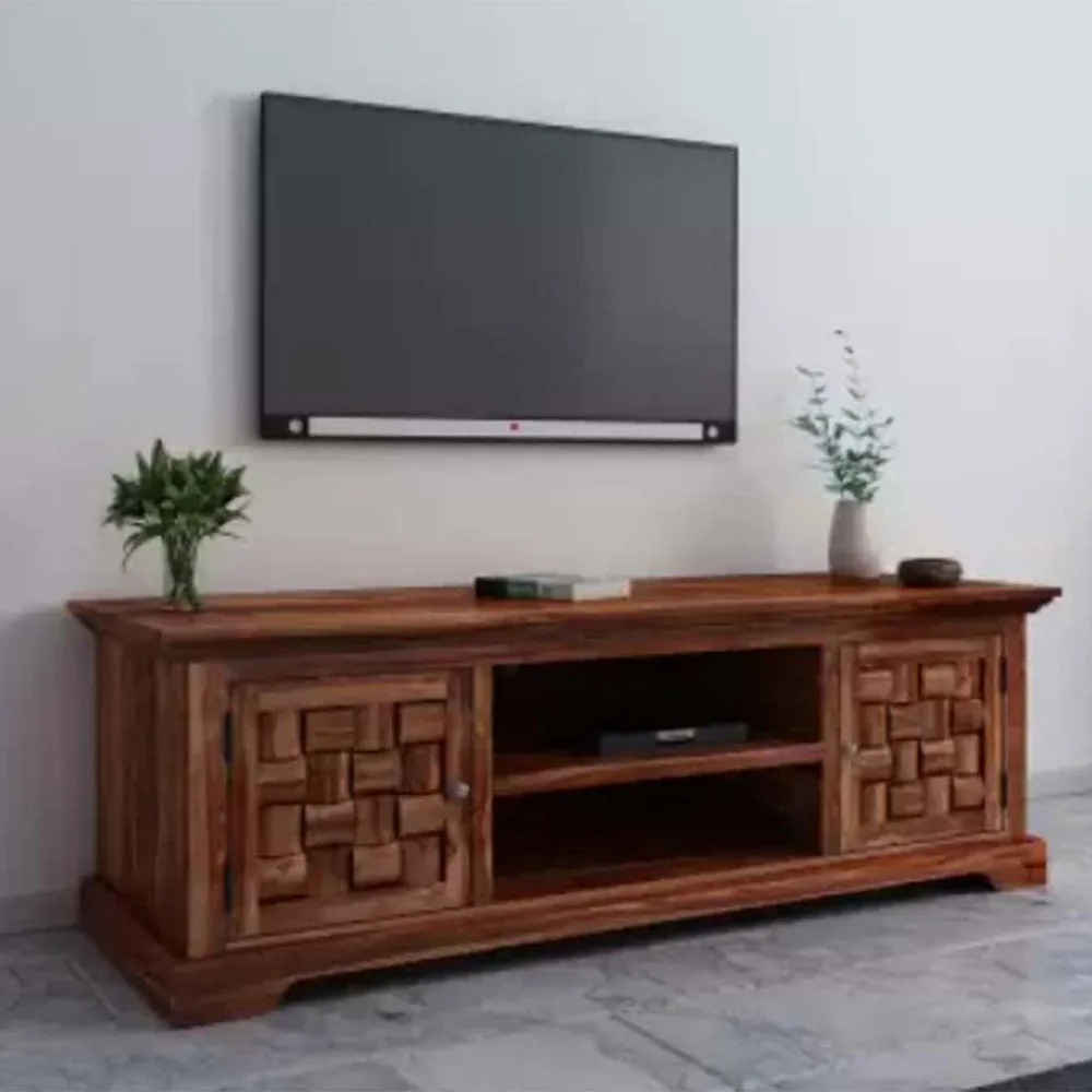 Sheesham Wood Contemporray Pattern TV Unit