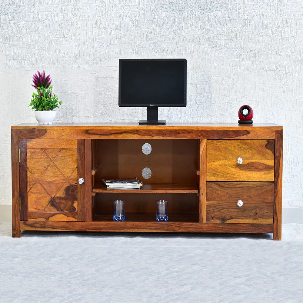 Sheesham Wood Natural Teak TV Unit/ Multipurpose Cabinet